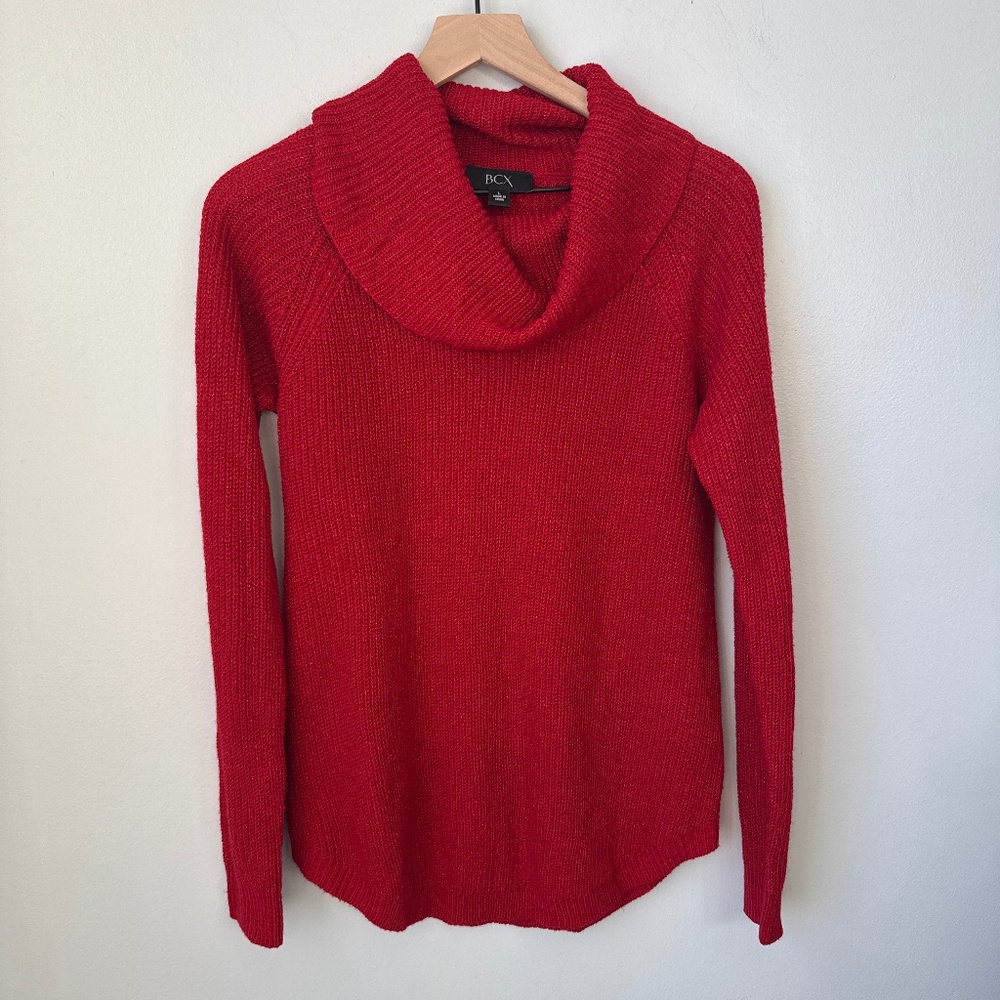 BCX cowl neck sweater with shimmer